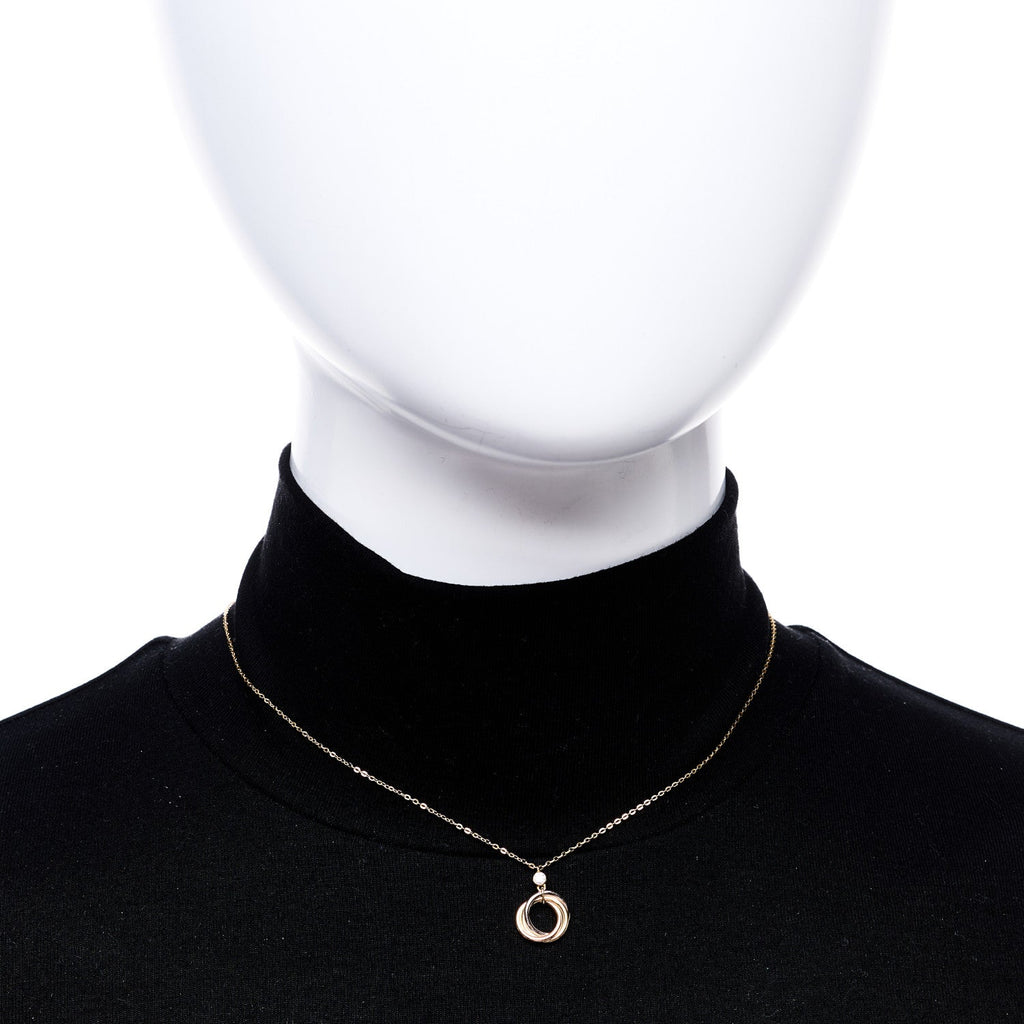18K Pink Yellow White Gold Diamond Trinity Pendant Necklace