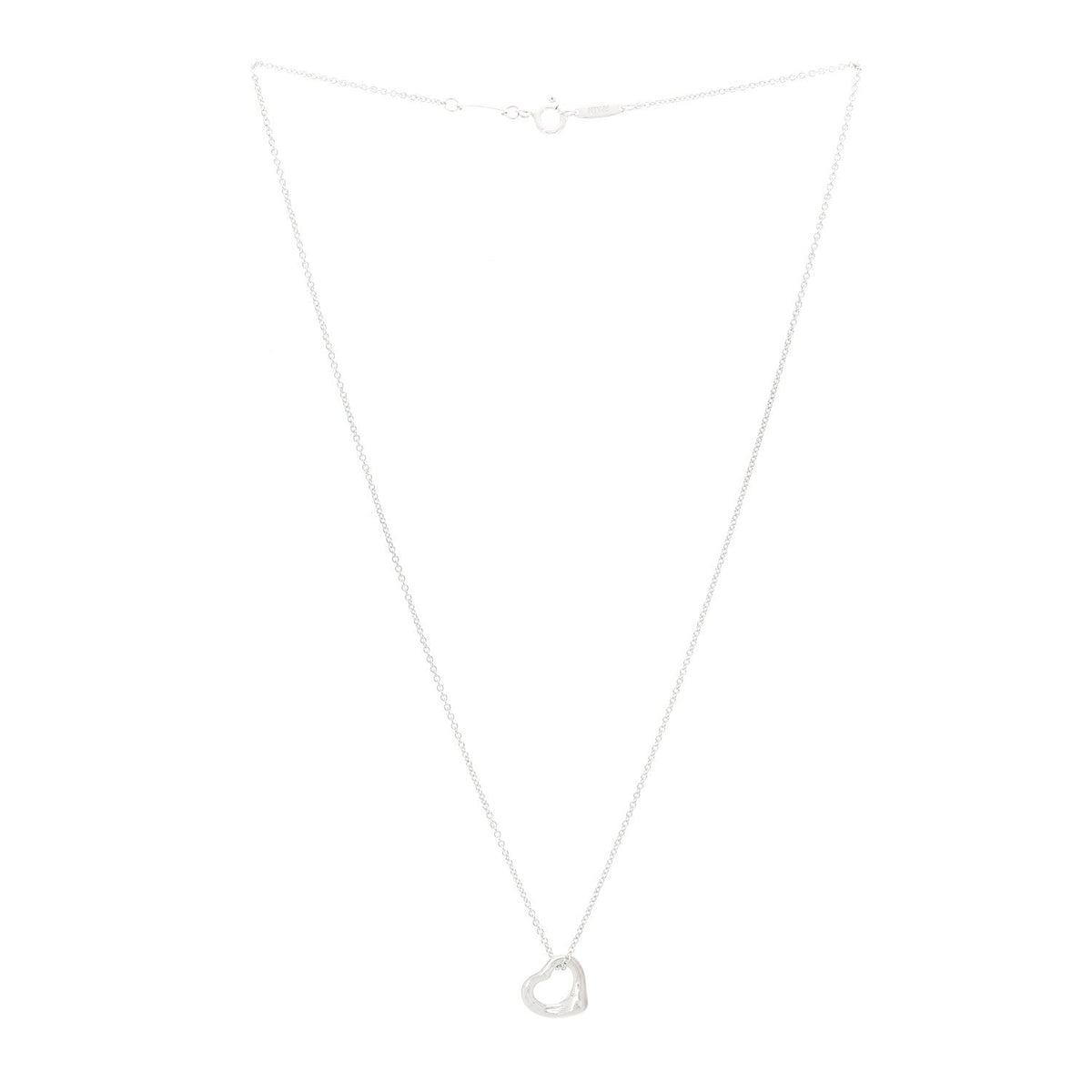 Sterling Silver 11mm Elsa Peretti Open Heart Pendant Necklace