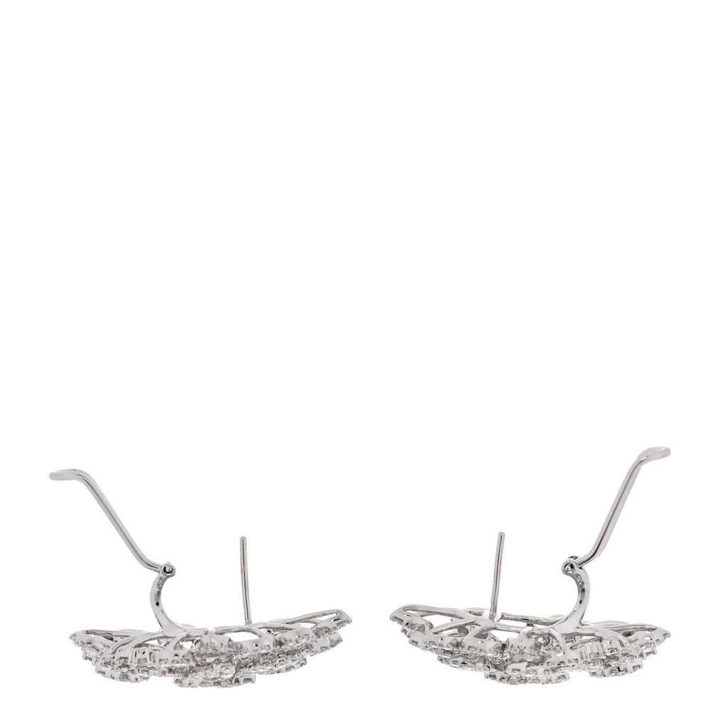 18K White Gold Diamond 9.28ctw Cluster Earrings