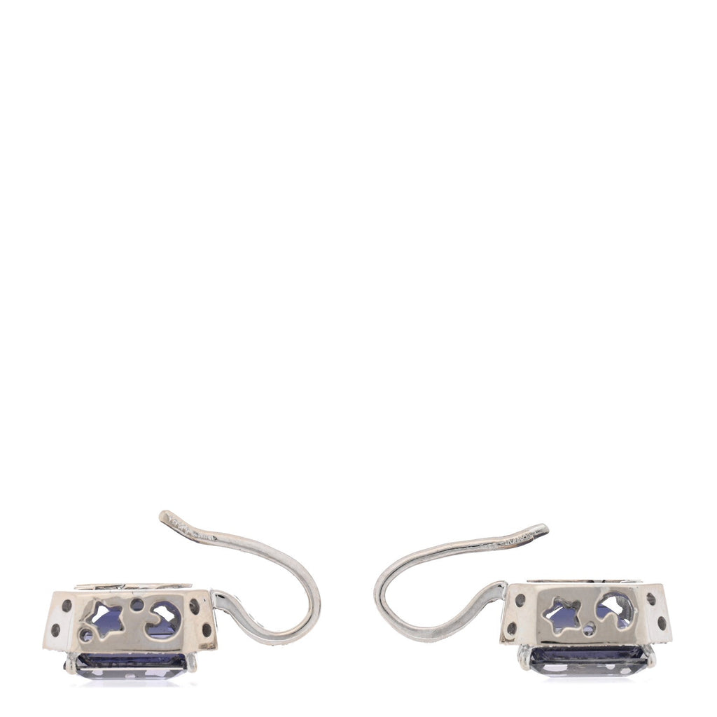 18K White Gold Diamond Iolite Earrings