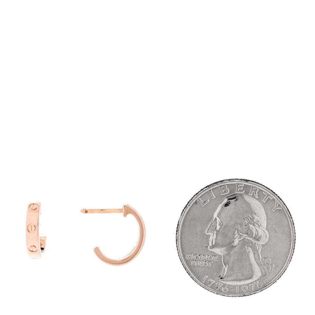 18K Pink Gold Small LOVE Hoop Earrings