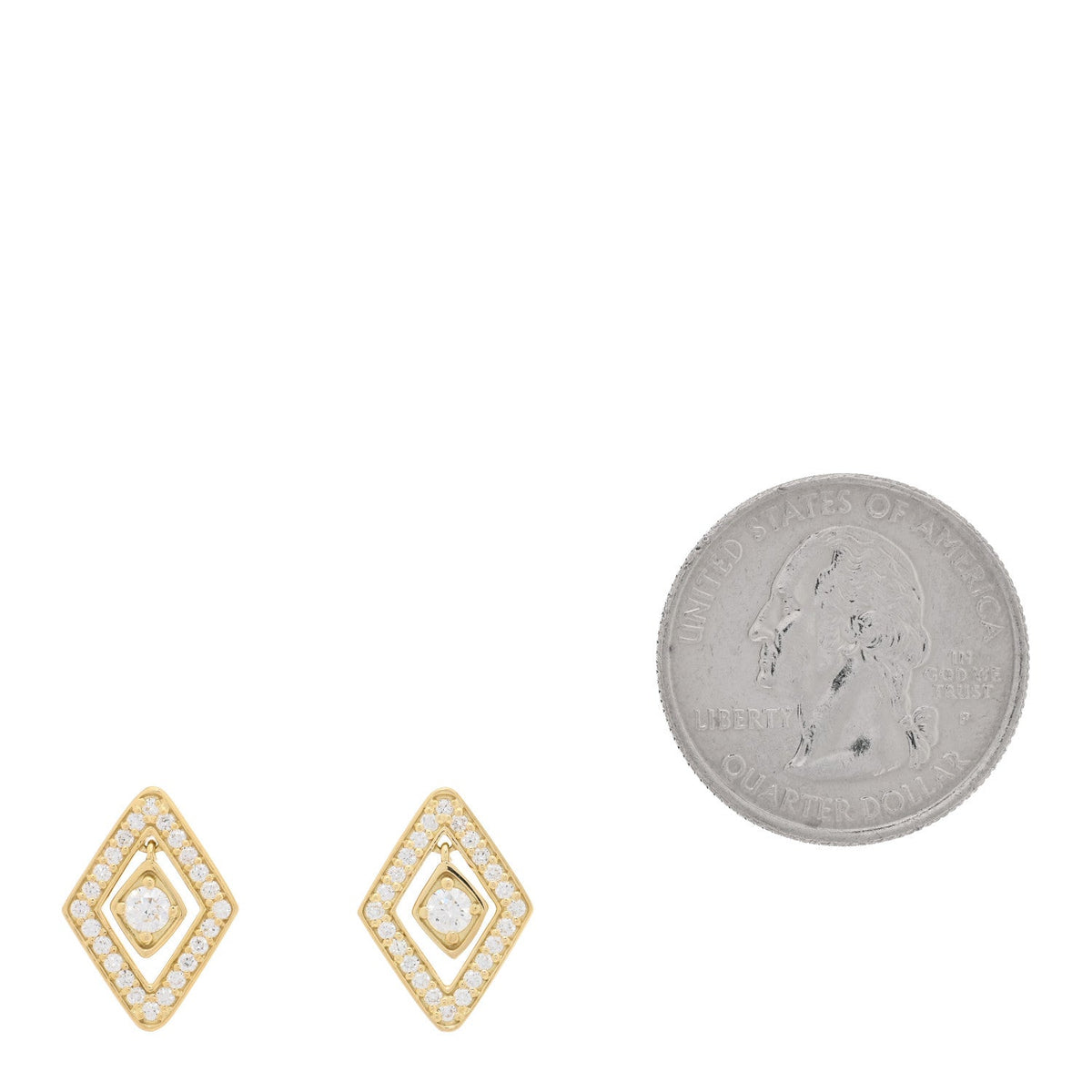 18K Yellow Gold Diamond Diamonte Earrings