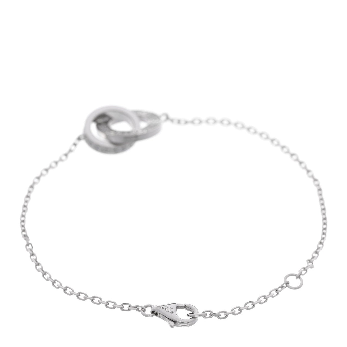 18K White Gold Diamond Pave Love Chain Bracelet