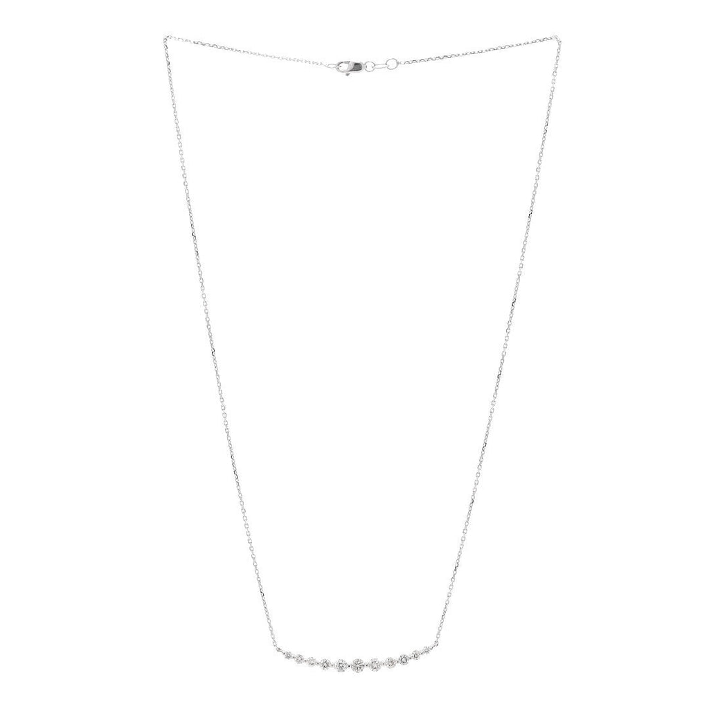 14K White Gold Diamond .80ctw Graduated Station Necklace