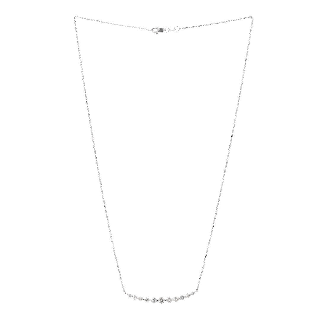 14K White Gold Diamond .80ctw Graduated Station Necklace