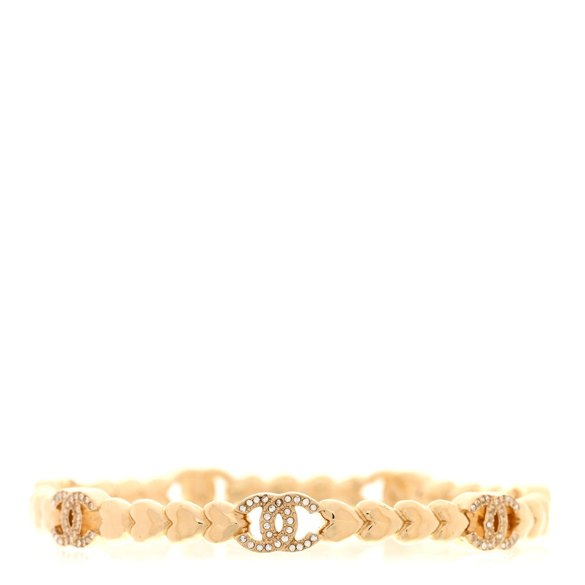 Crystal CC Heart Link Bracelet M Gold