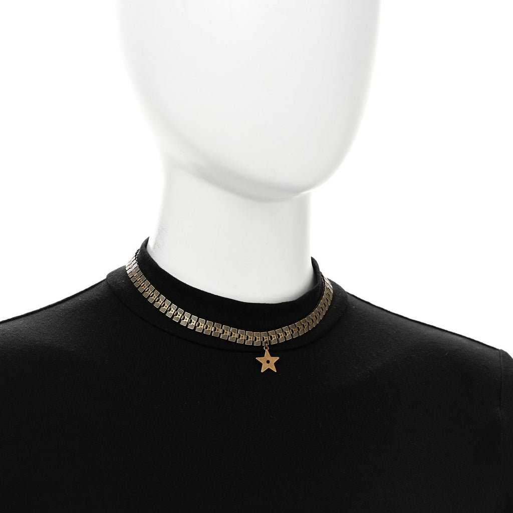Metal Star Choker Necklace Aged Gold