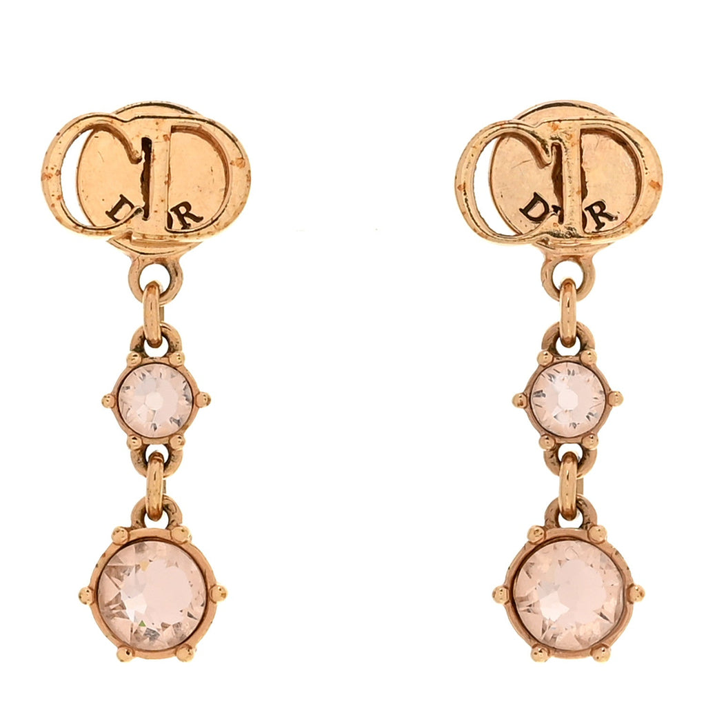 Crystal CD Drop Earrings Rose Gold Pink