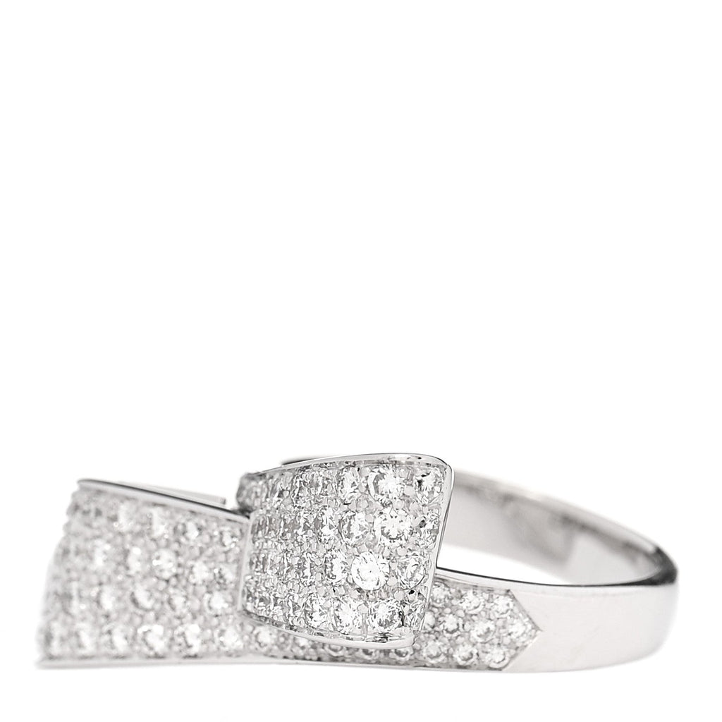 18K White Gold Diamond 1.26ctw Bow Ring 53 6.25