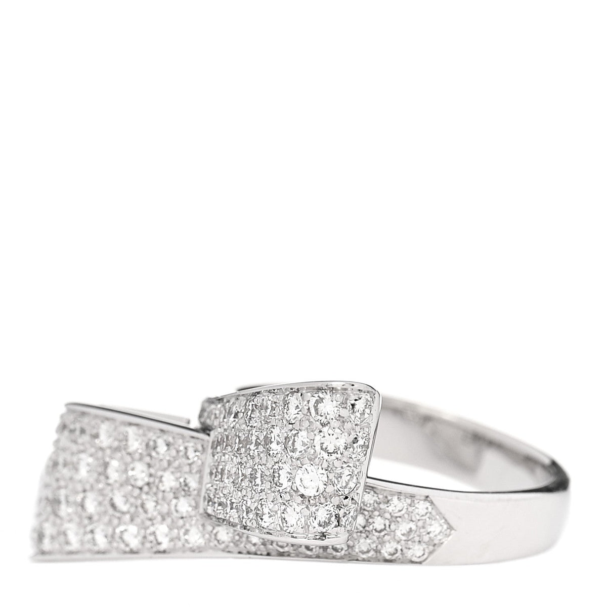 18K White Gold Diamond 1.26ctw Bow Ring 53 6.25