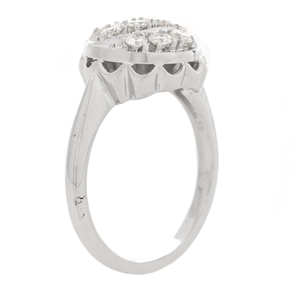 14K White Gold Diamond .40ctw Round Cocktail Ring 53 6.5
