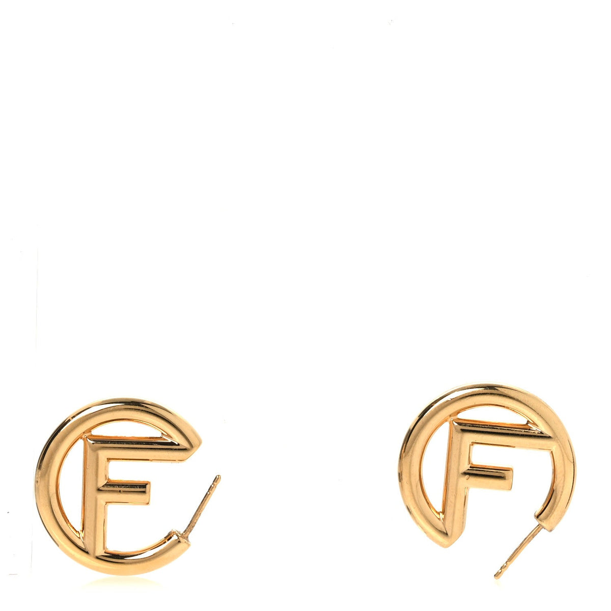 Metal FF Hoop Earrings Gold