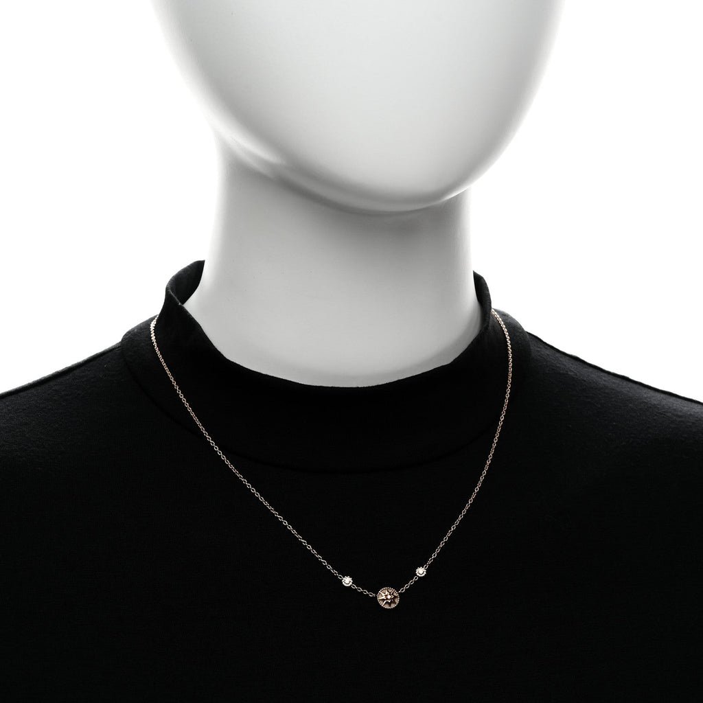 18K Rose Gold Diamond Pink Opal Rose Des Vents Station Necklace