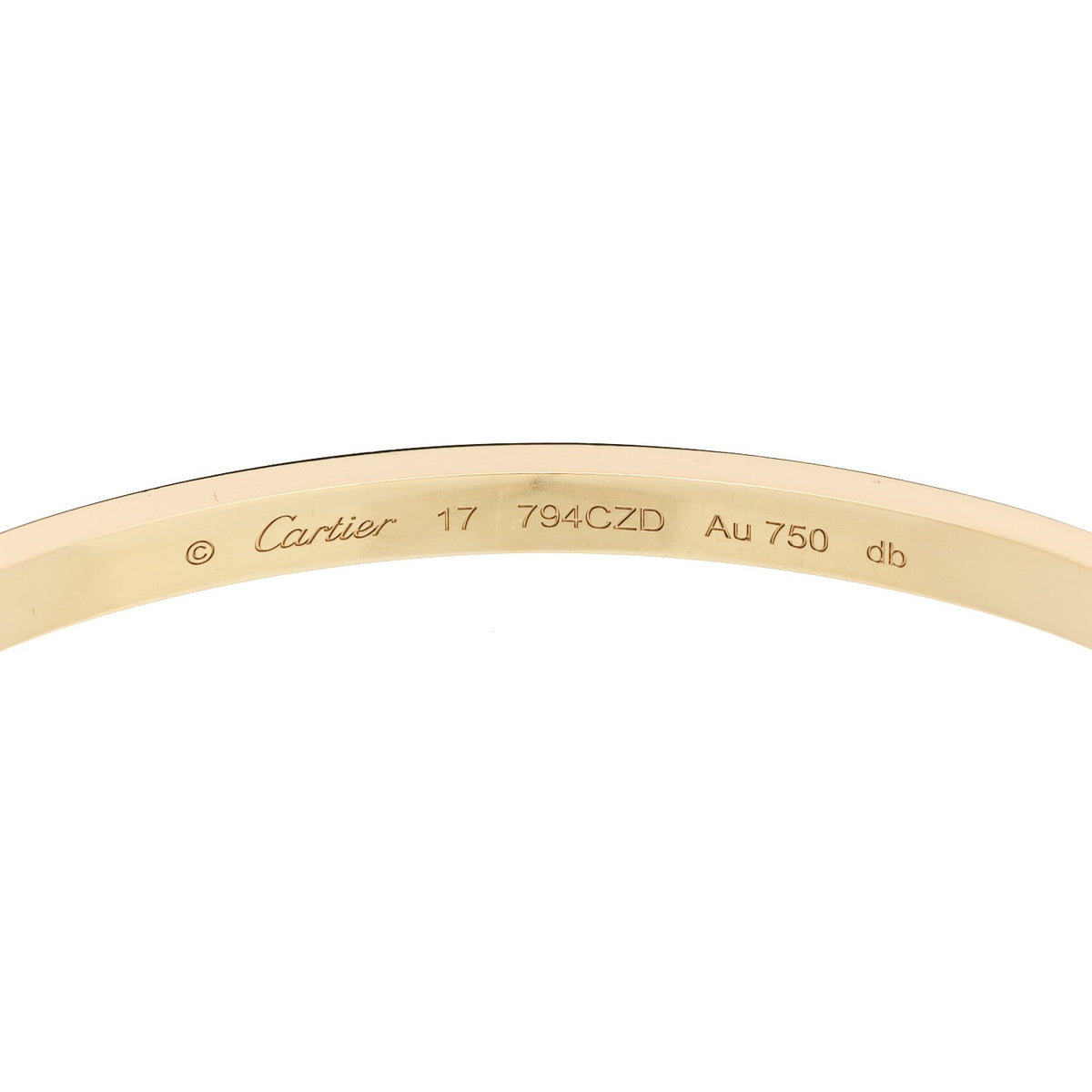 18K Yellow Gold 6 Diamond Small LOVE Bracelet 17