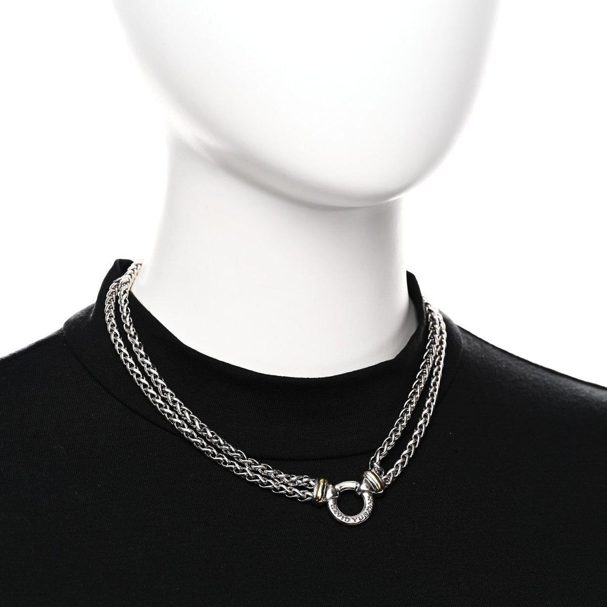 Sterling Silver 18K Yellow Gold 8mm Double Wheat Chain Necklace