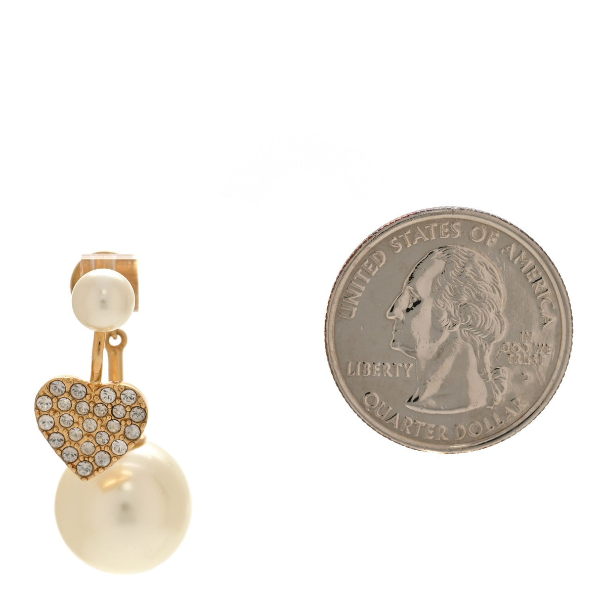Pearl Crystal Heart Tribal Earring Gold