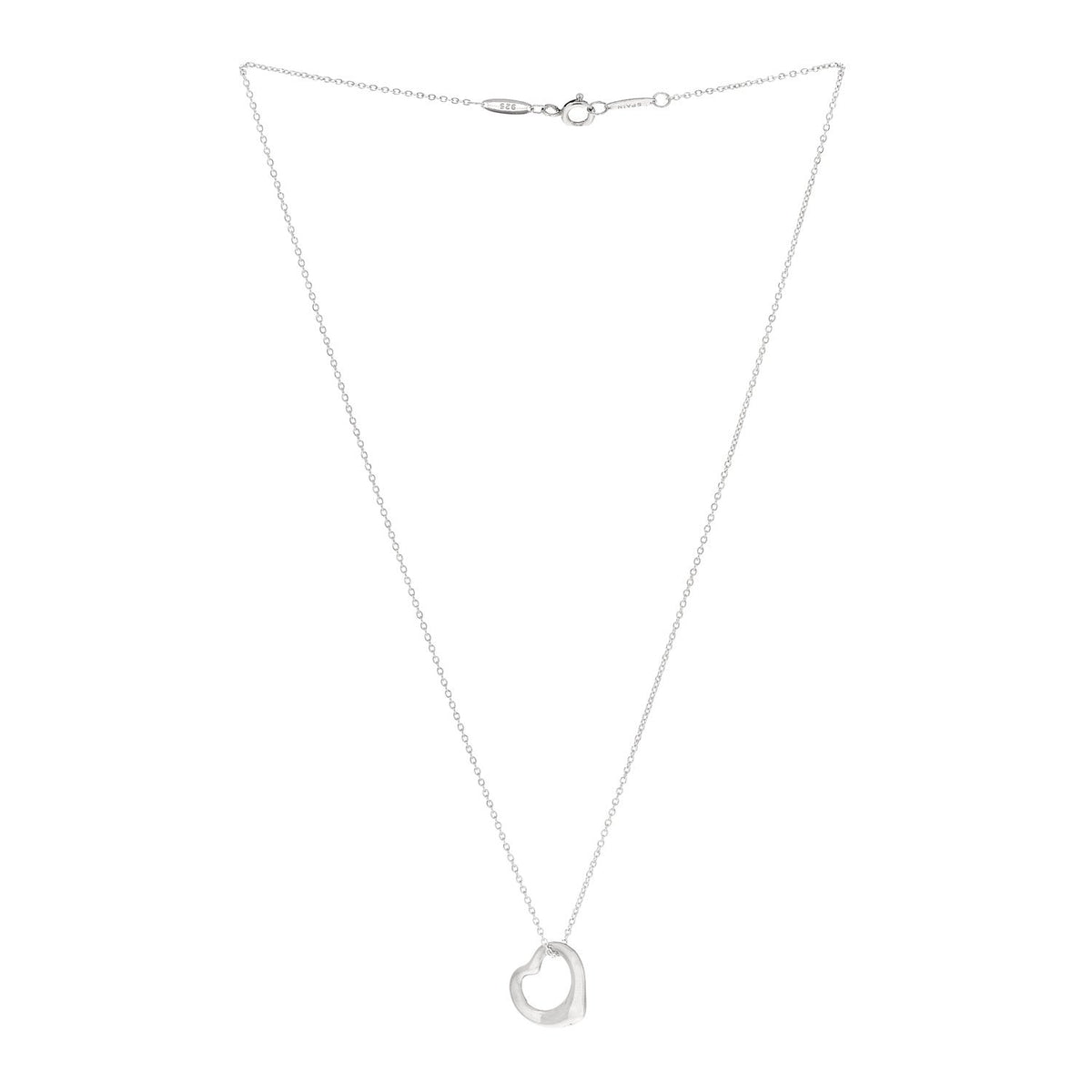 Sterling Silver 16mm Elsa Peretti Open Heart Pendant Necklace