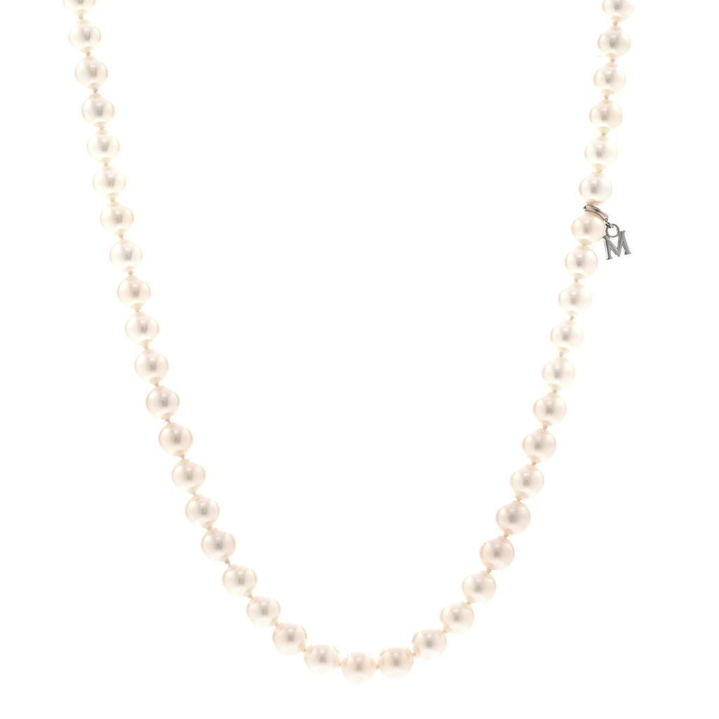 18K White Gold Akoya Cultured Pearl 6-6.5mm Strand Necklace 16"