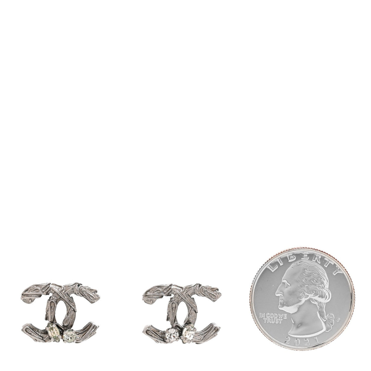 Crystal CC Earrings Silver