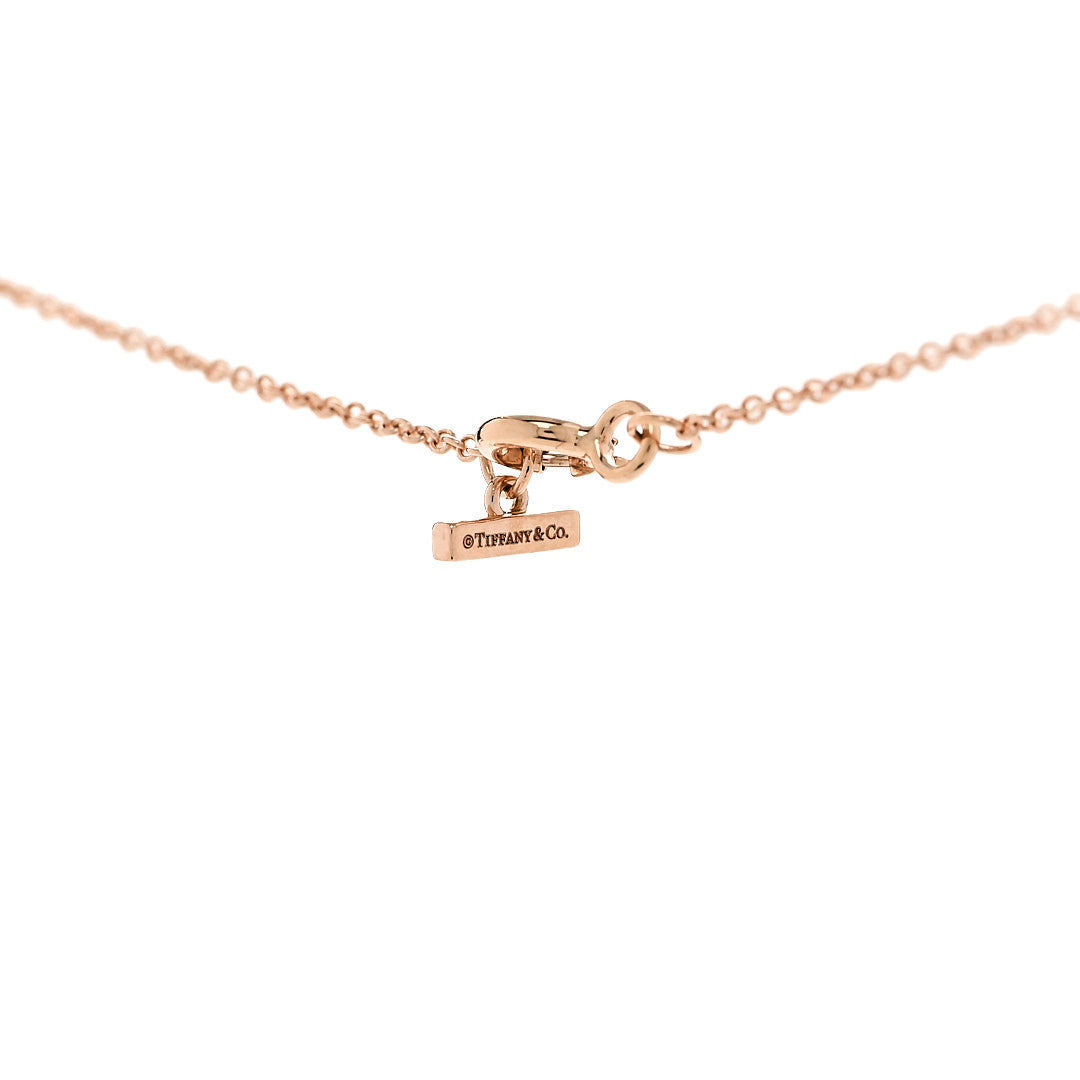 18K Rose Gold Diamond Mother of Pearl Small T Circle Pendant Necklace