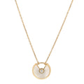18K Yellow Gold Diamond Mother of Pearl XS Amulette de Cartier Pendant Necklace