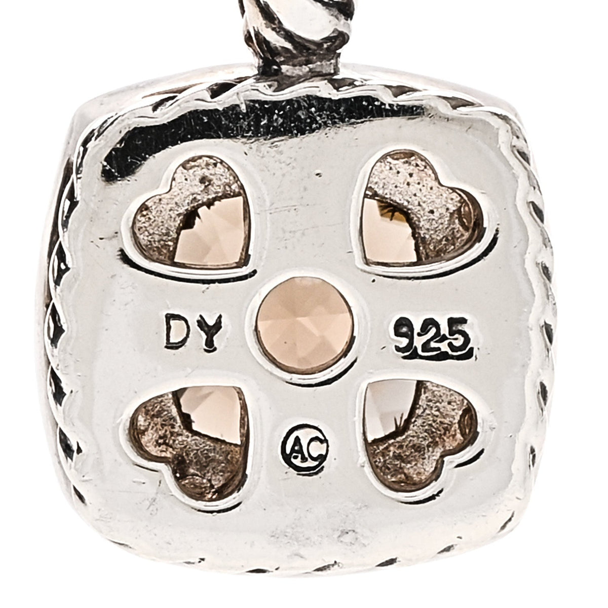 Sterling Silver Diamond Smoky Quartz 7mm Petite Albion Pendant