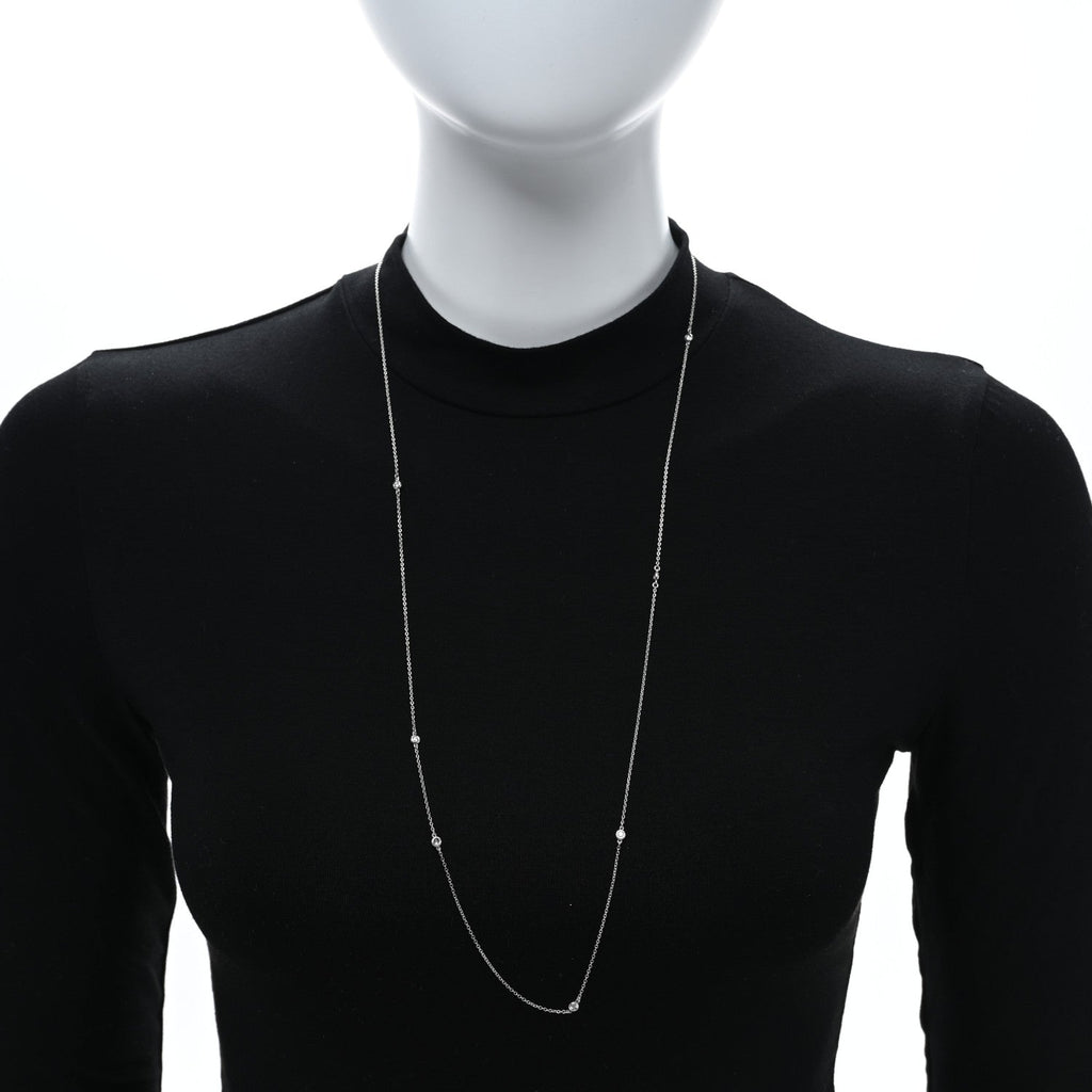 Sterling Silver Diamond .25ctw Elsa Peretti Diamonds by the Yard 7 Station Necklace