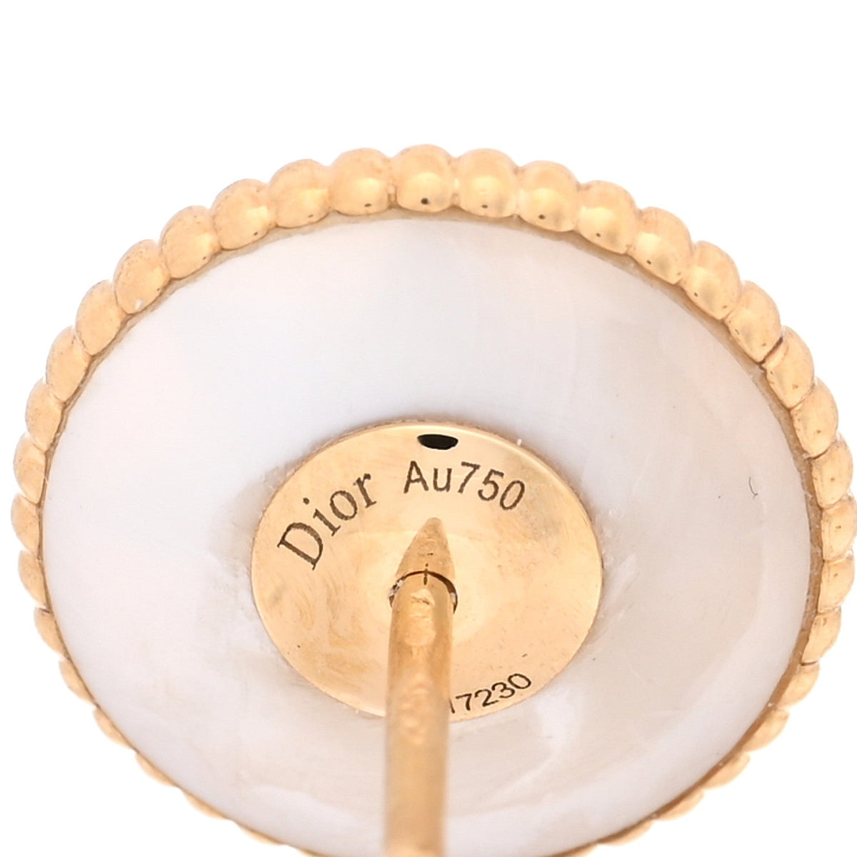 18K Yellow Gold Diamond Mother Of Pearl Medium Rose Des Vents Single Earring