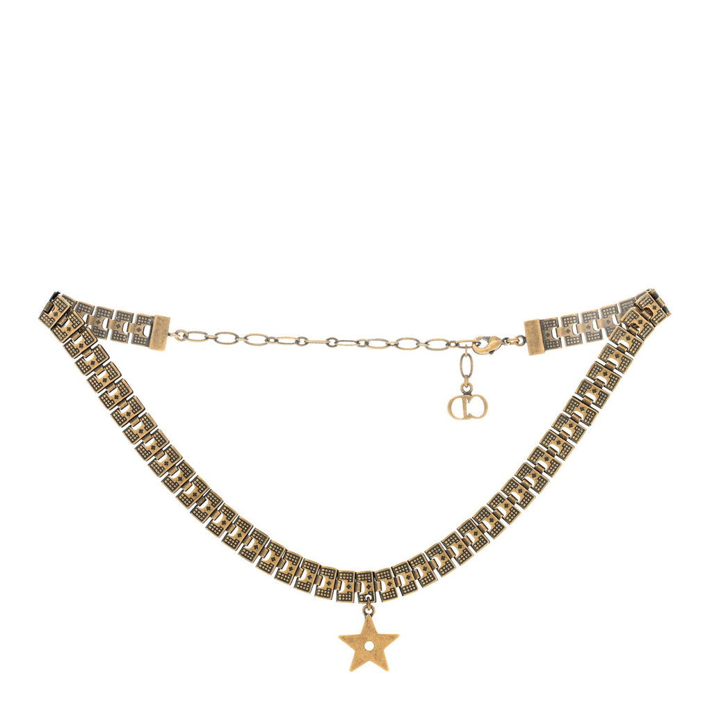 Metal Star Choker Necklace Aged Gold