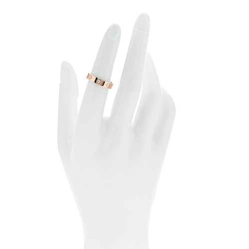 18K Pink Gold Diamond 4mm LOVE Wedding Band Ring 50 5.25