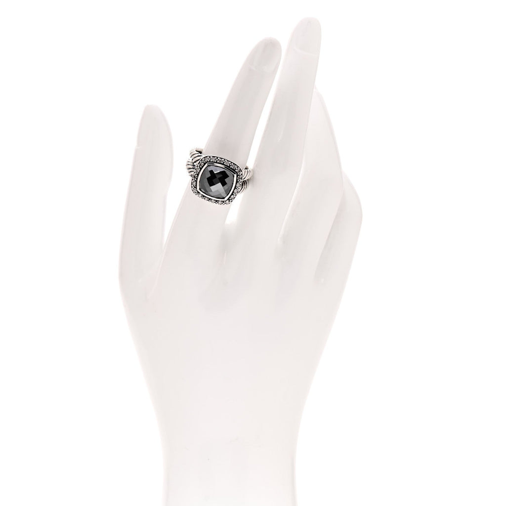 Sterling Silver Diamond Hematine 11mm Albion Ring 54 6.75