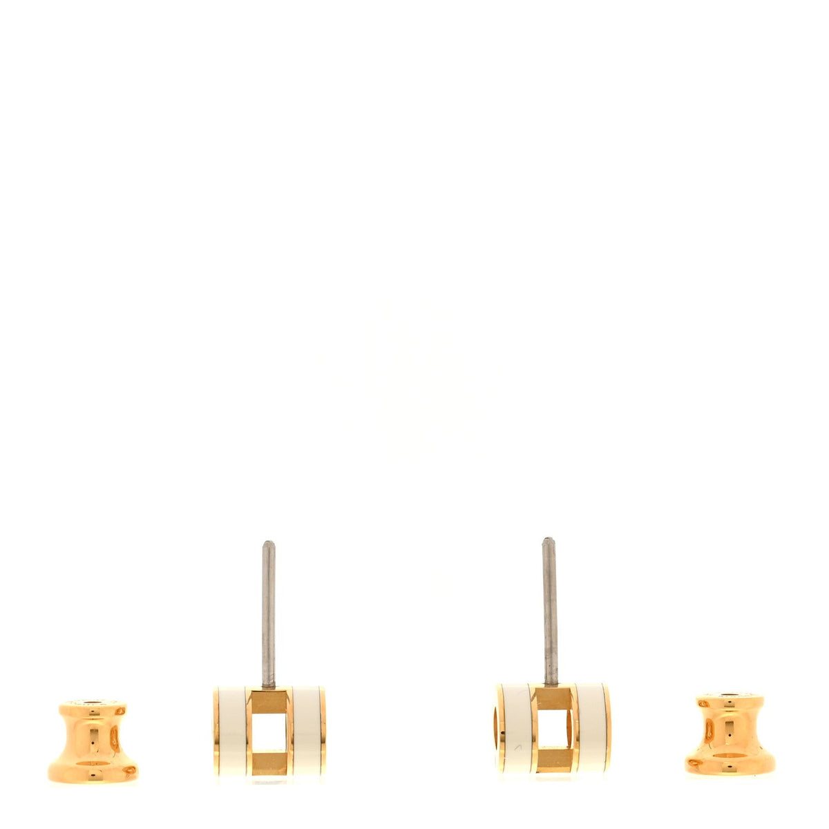 Gold Lacquered Mini Pop H Earrings White