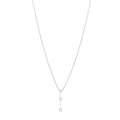 18K White Gold Three Diamond Drop Pendant Necklace