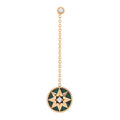 18K Yellow Gold Diamond Malachite Rose Des Vents Single Drop Earring