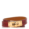 Shiny Alligator Kelly Double Tour Bracelet S Fuchsia