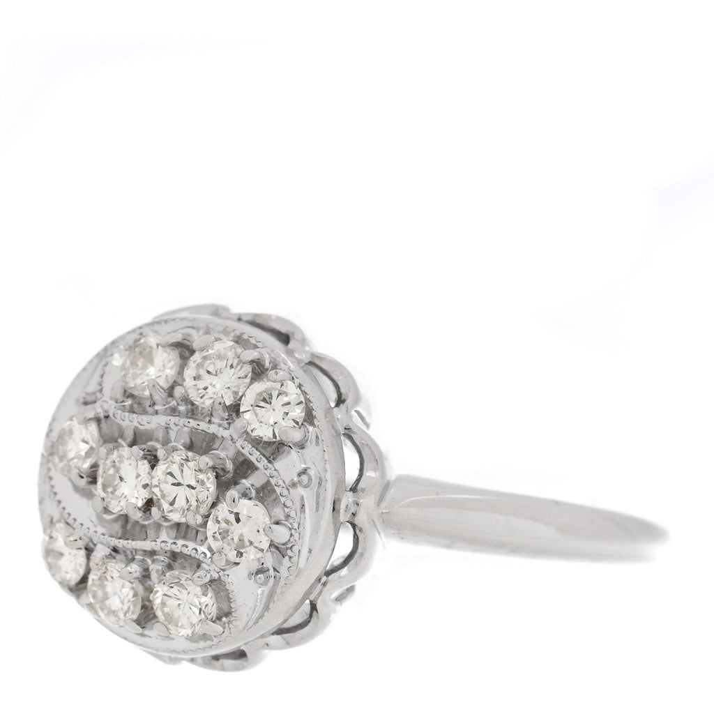 14K White Gold Diamond .40ctw Round Cocktail Ring 53 6.5