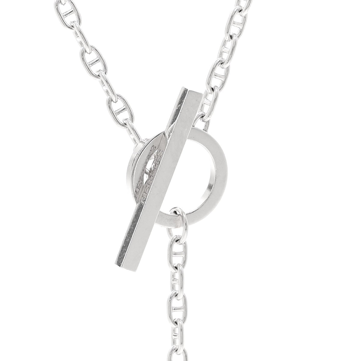 18K White Gold Diamond GM Chaine D'Ancre Contour Pendant Necklace ST