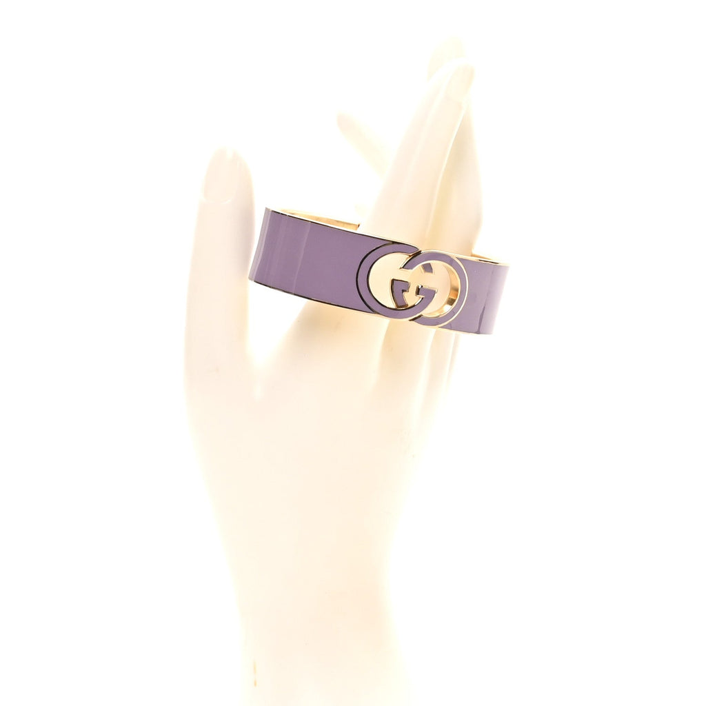 Enamel Interlocking G Cuff Bracelet Lilac