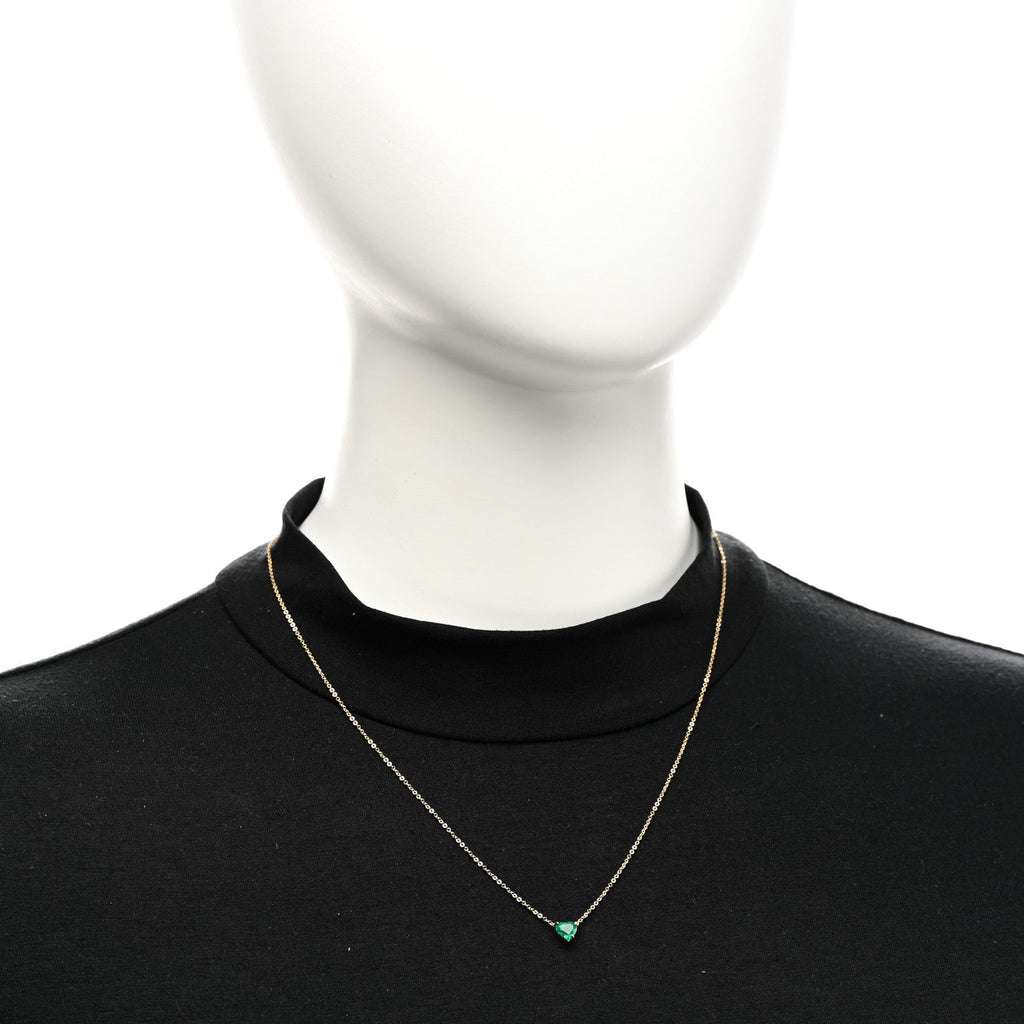 18K Yellow Gold Emerald Heart Necklace