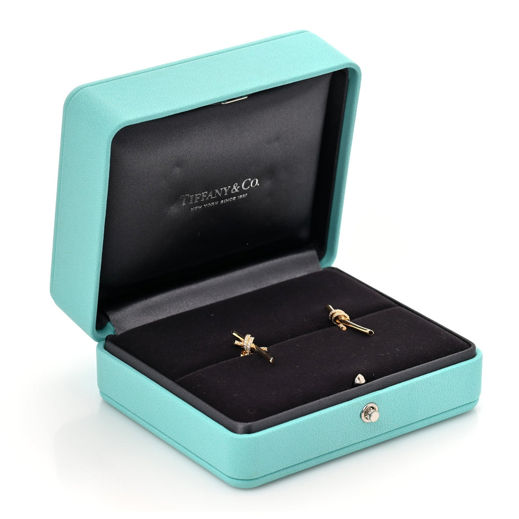 18K Yellow Gold Diamond Tiffany Knot Earrings