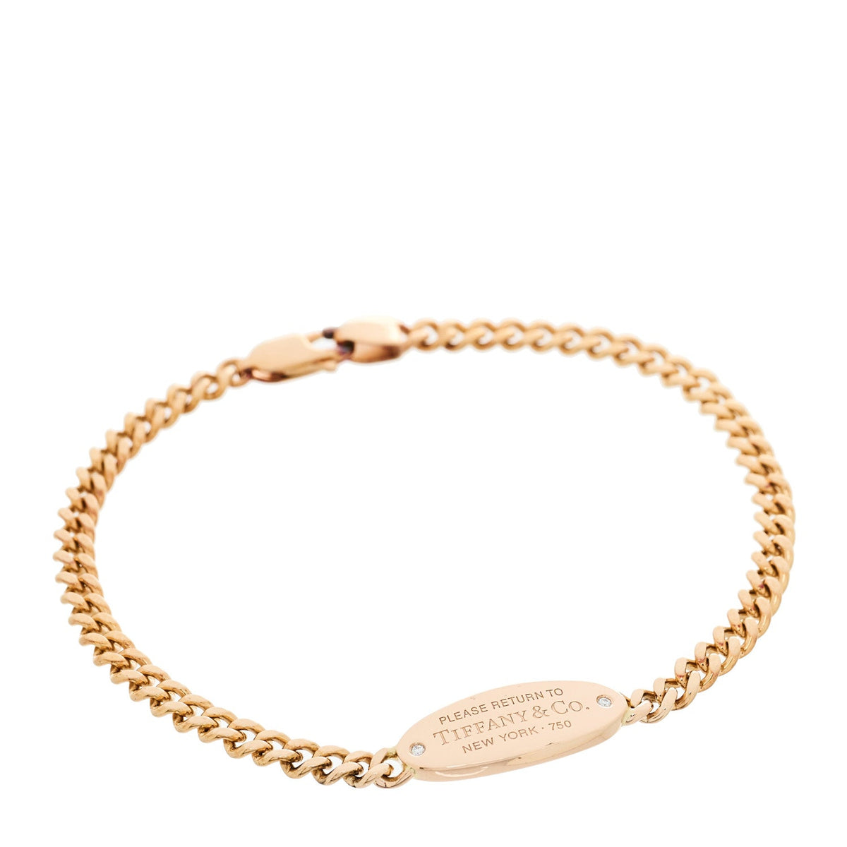 18K Rose Gold Diamond Return To Tiffany Oval ID Bracelet