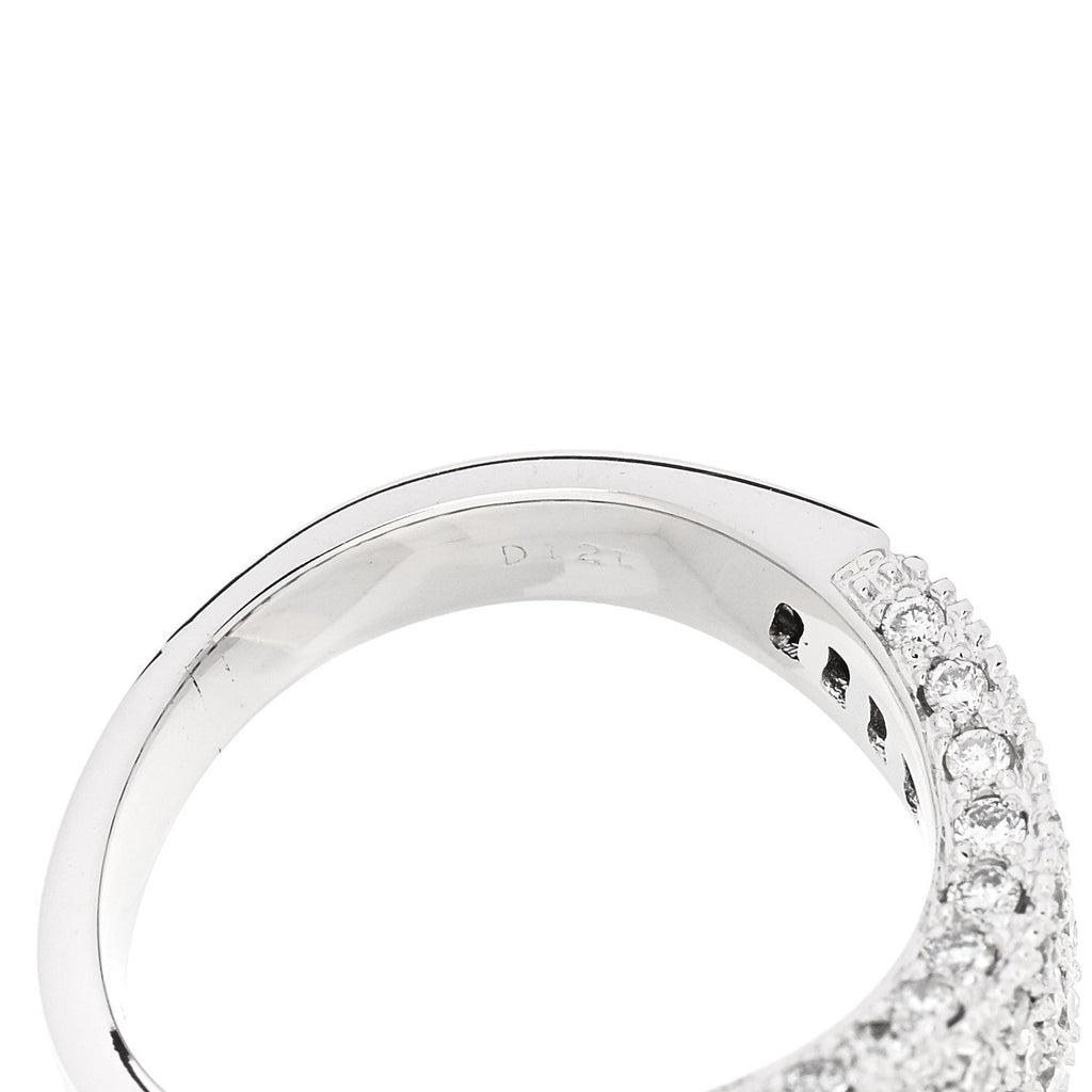 18K White Gold Diamond 1.21ctw Paved Curved Ring 54 6.75