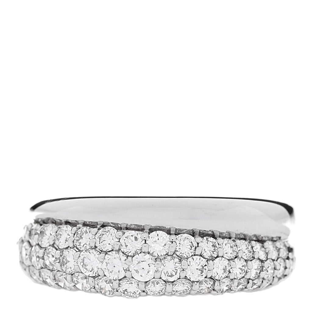 18K White Gold Diamond 1.00ctw Two Band Ring 51 5.75