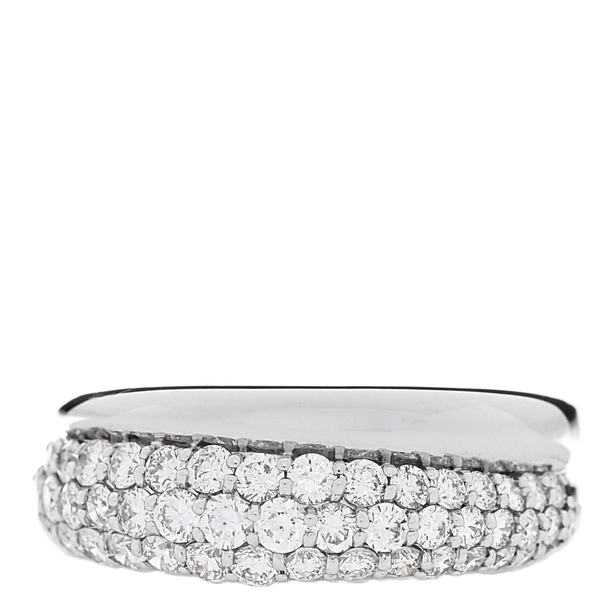 18K White Gold Diamond 1.00ctw Two Band Ring 51 5.75