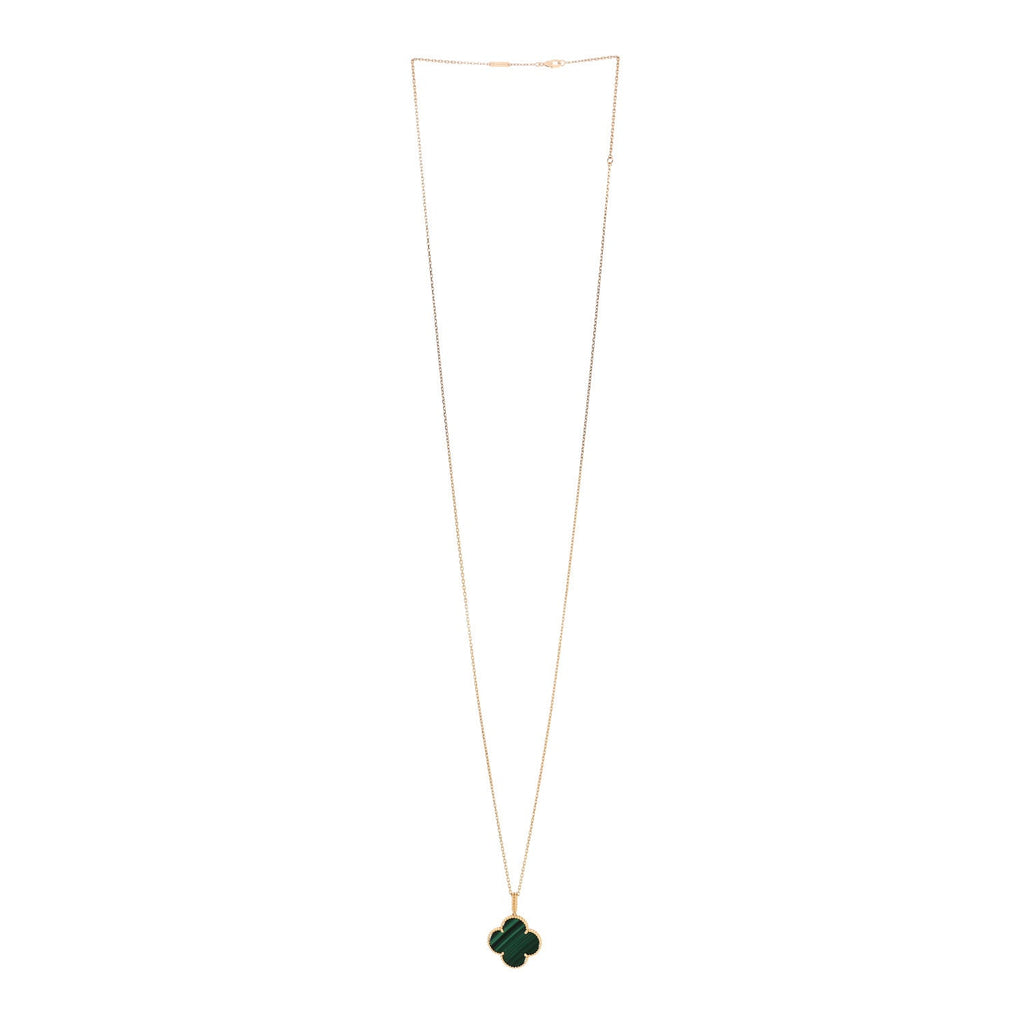 18K Yellow Gold Malachite Magic Alhambra Pendant Necklace