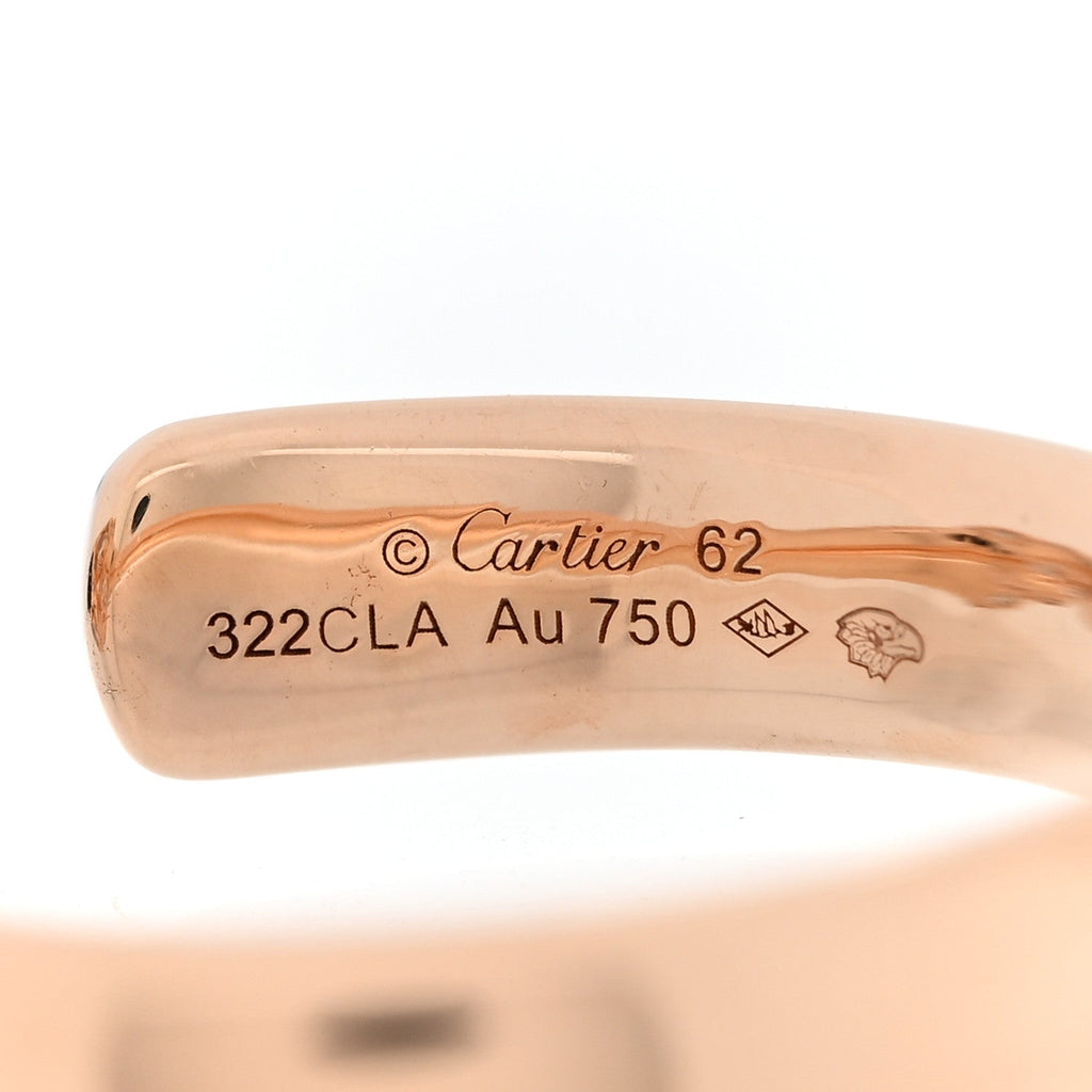 18K Pink Gold Diamond Emerald Onyx Panthere De Cartier Ring 62 10