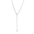 18K White Gold Diamond Pearl 8.5mm Lariat Pendant Necklace