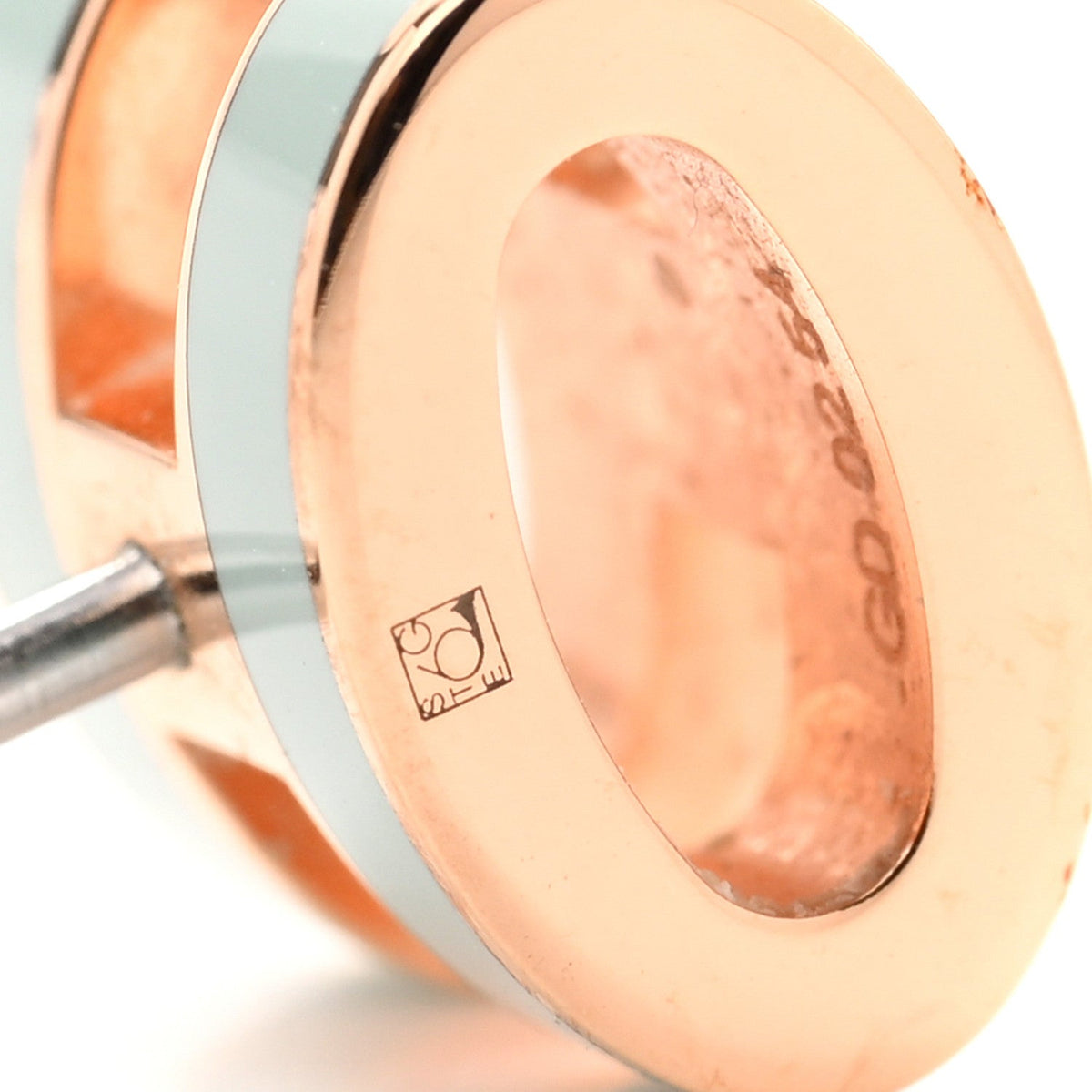 Rose Gold Lacquered Mini Pop H Earrings  Bleu Zephyr