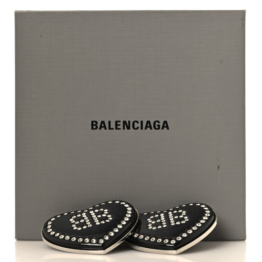 Crystal Resin BB Heart Earrings  Black