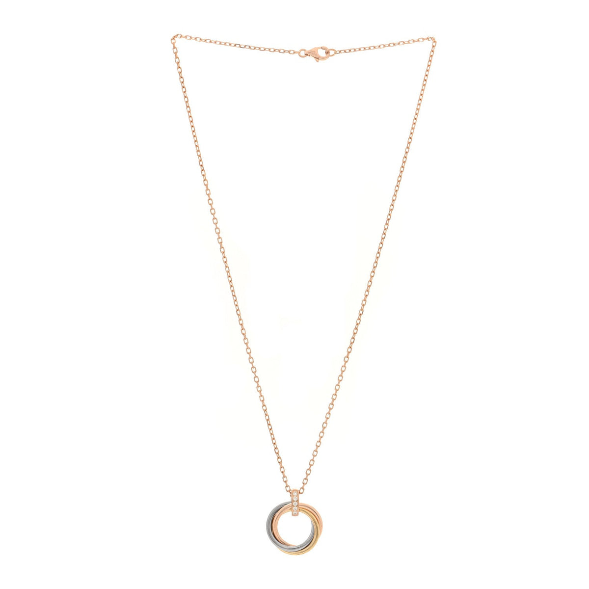 18K Pink White Yellow Gold Diamond Trinity Pendant Necklace
